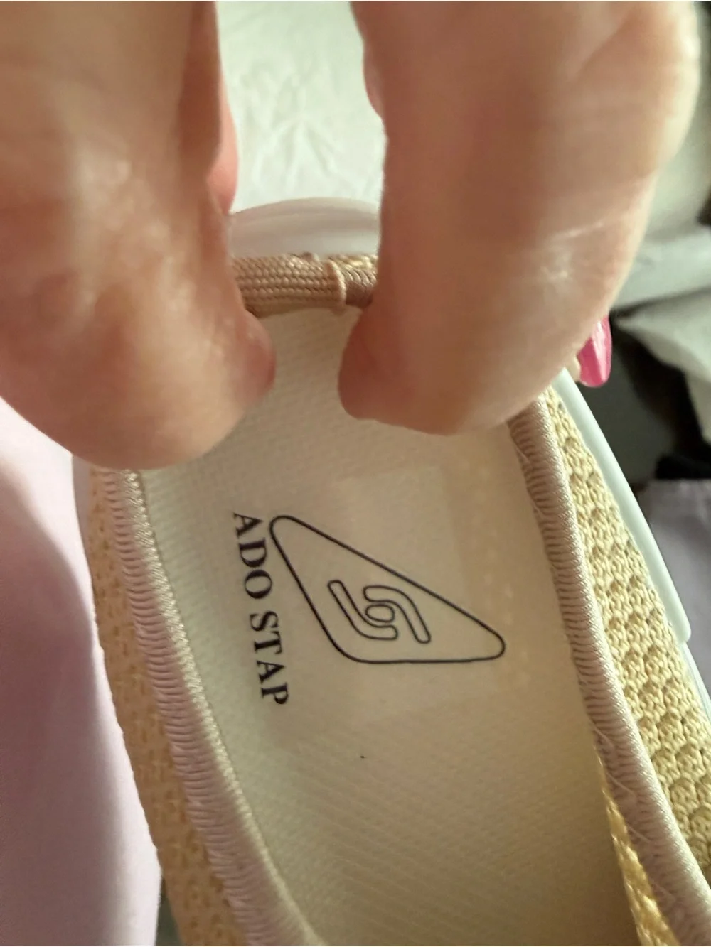 Slip-On Knit Sneakers with Wide Elastic Strap — Light Beige